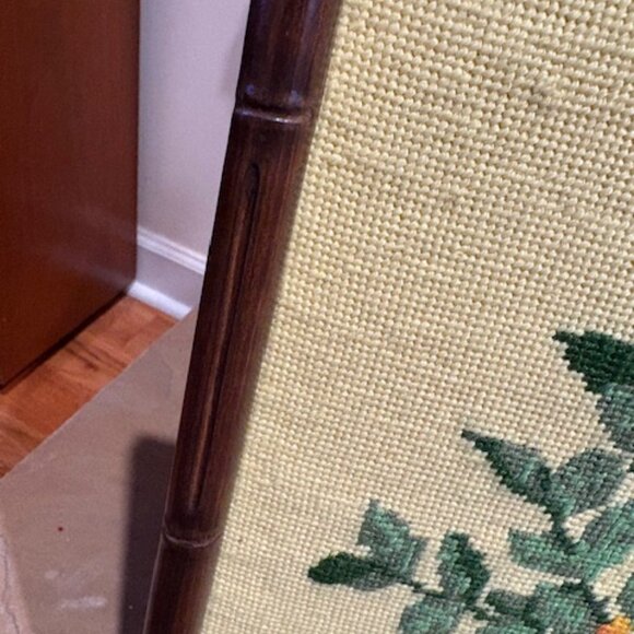 Vintage 1970s Tree with Roots Needlepoint by Kay Hill with Custom Bamboo Frame - Picture 4 of 7